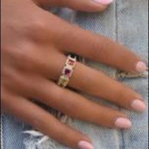 Jewel Tone Halo Eternity Ring With Swarovski Crys